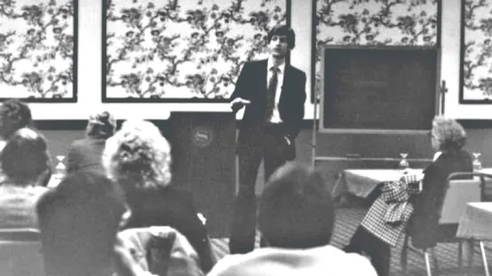 Joseph R. Scogna Jr. presenting his research, 1980s